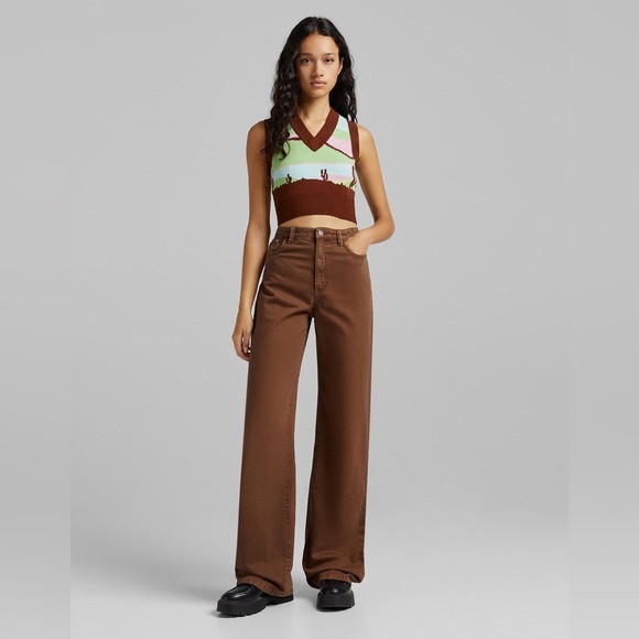 Bershka Brown and Multicolor Knit Vest - Picture 6 of 6